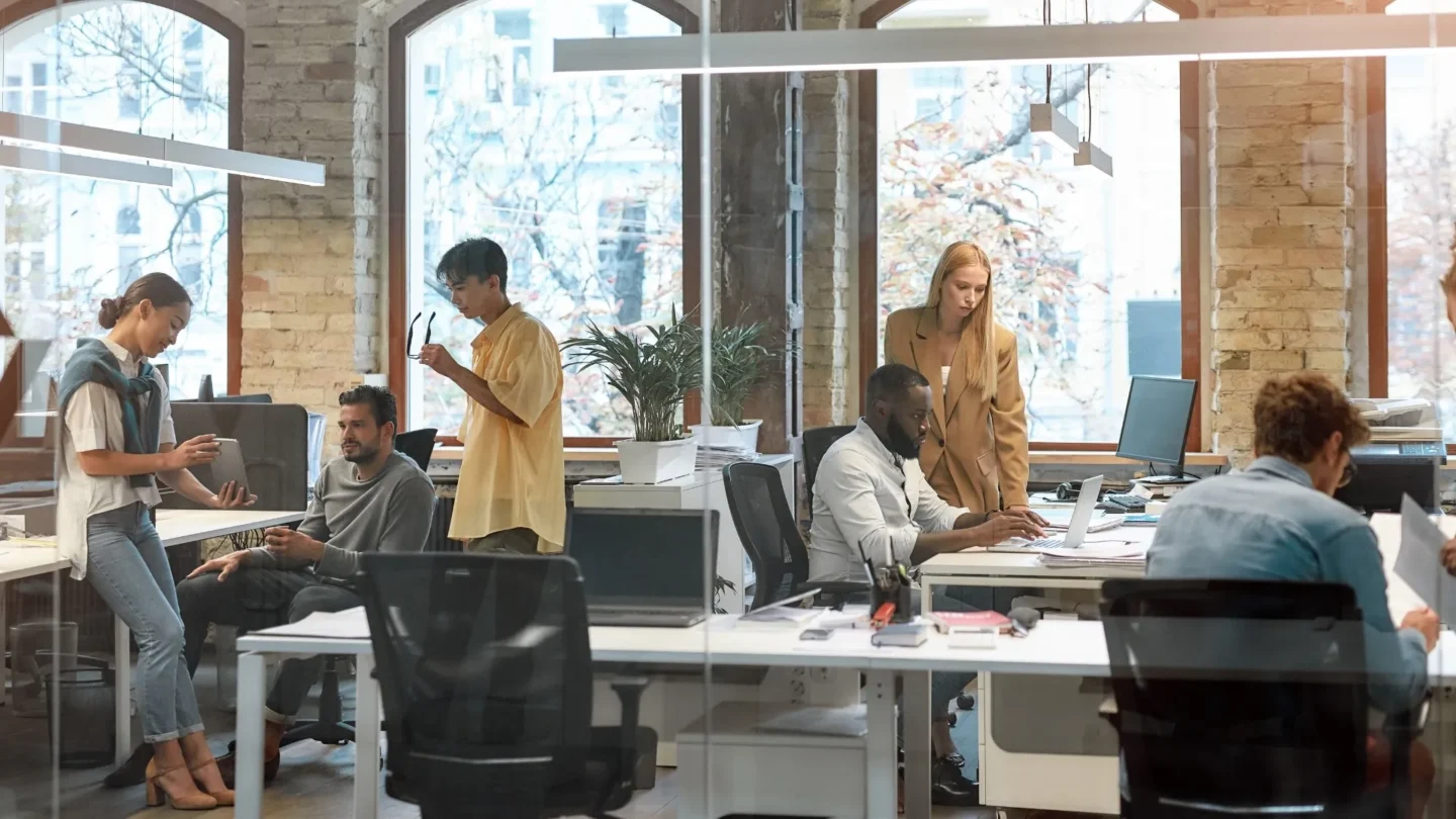 Modern office filled with people