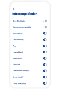App functionaliteit: interessegebieden