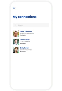 A phone showcasing the functionality: Connections
