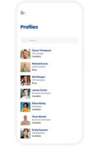 A phone showcasing the functionality: Profiles