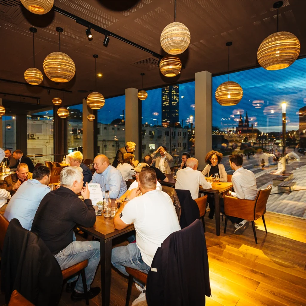A fancy looking establishment with networking people